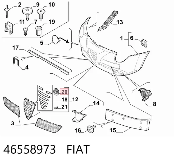 Emblema de la parrilla del radiador 46558973 Fiat/Alfa/Lancia