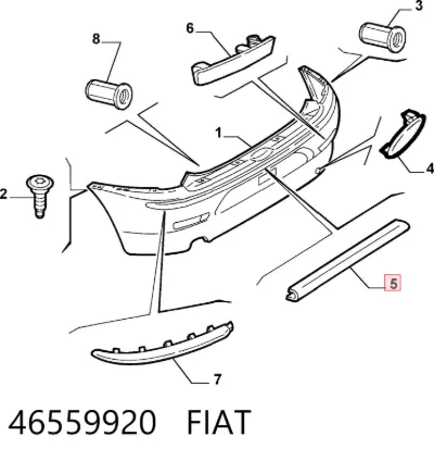 Embellecedor central del parachoques trasero FIAT 46559920