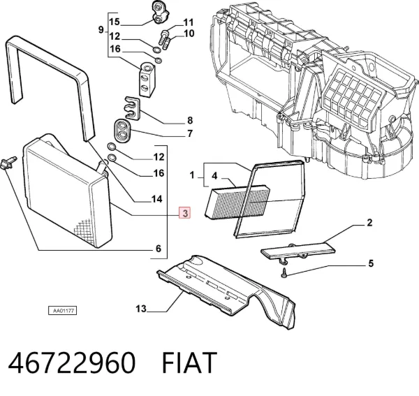 Evaporador de aire acondicionado 46722960 Fiat/Alfa/Lancia