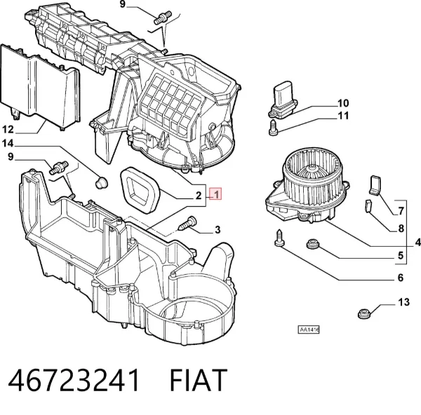 Carcasa del ventilador del calefactor, conjunto 46723241 Fiat/Alfa/Lancia