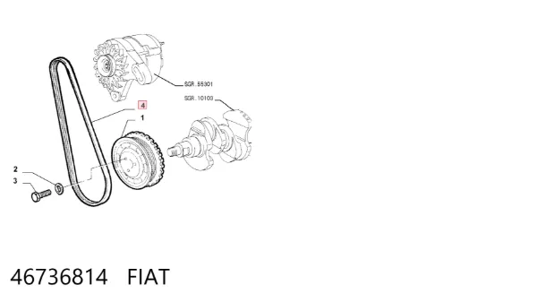 Correa de alternador 46736814 Fiat/Alfa/Lancia