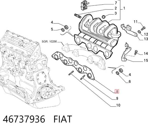 Junta combinada de admisión y escape 46737936 Fiat/Alfa/Lancia