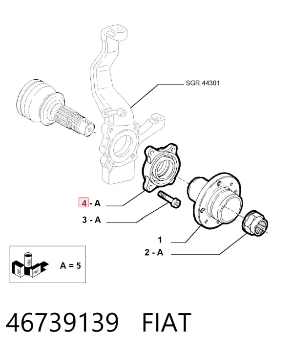 Cojinete de rueda delantero 46739139 Fiat/Alfa/Lancia