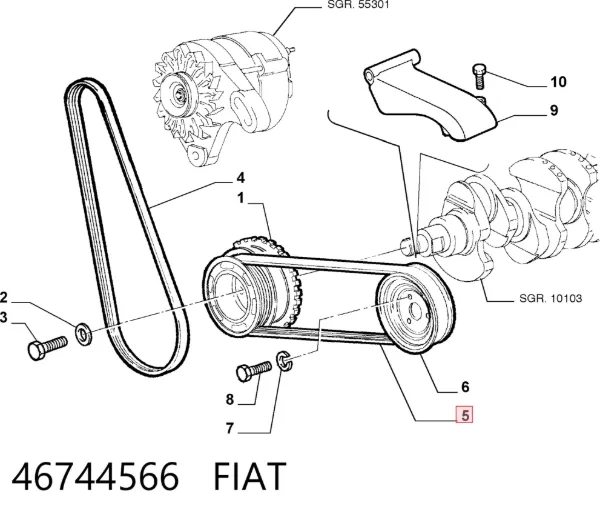 Correa de alternador 46744566 Fiat/Alfa/Lancia