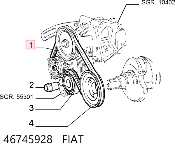 Correa de alternador 46745928 Fiat/Alfa/Lancia
