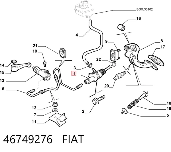 Cilindro maestro de embrague 46749276 Fiat/Alfa/Lancia