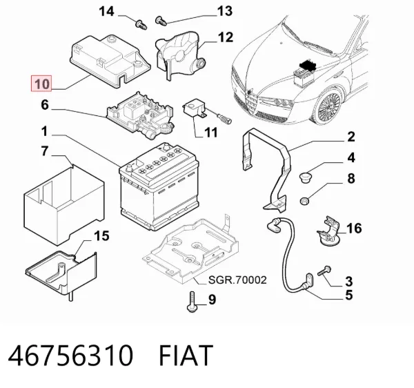 Tapa de la batería 46756310 Fiat/Alfa/Lancia
