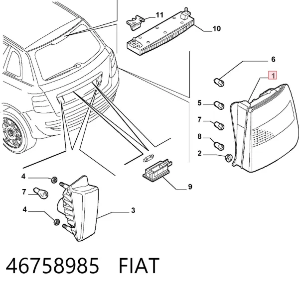 Piloto trasero derecho 46758985 Fiat/Alfa/Lancia