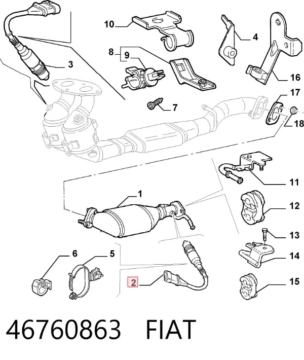 Sonda lambda de oxígeno posterior al catalizador 46760863 Fiat/Alfa/Lancia