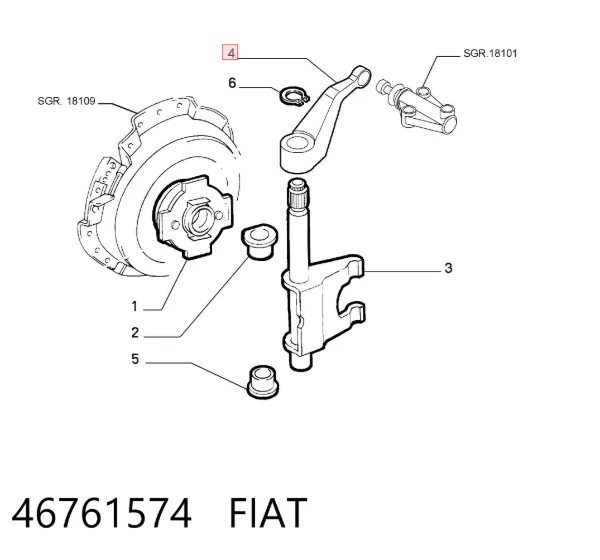 Palanca de la horquilla del embrague 46761574 Fiat/Alfa/Lancia