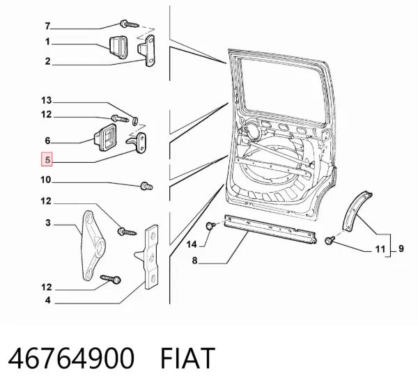 Tope central de puerta corredera 46764900 Fiat/Alfa/Lancia