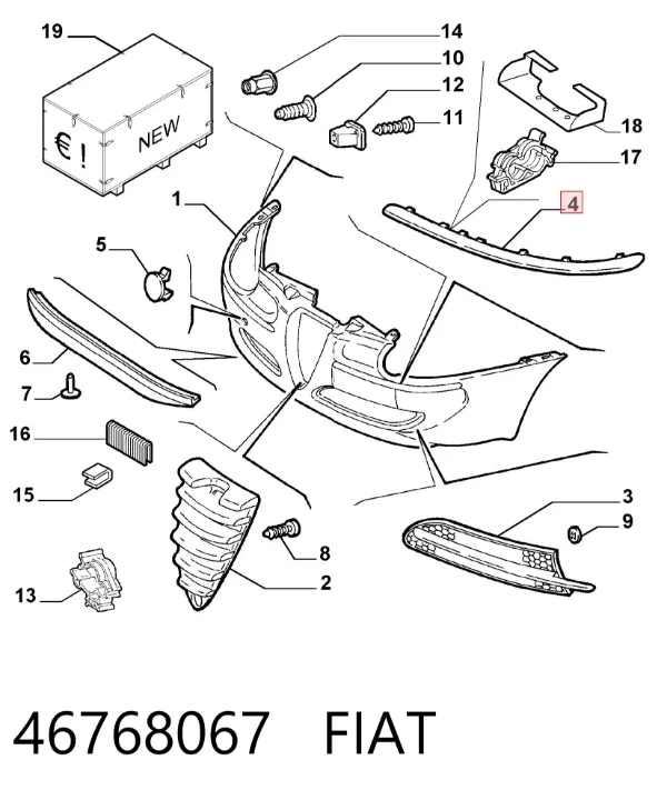 Moldura del parachoques delantero derecho 46768067 Fiat/Alfa/Lancia