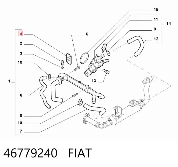 Junta de brida del sistema de refrigeración 46779240 Fiat/Alfa/Lancia