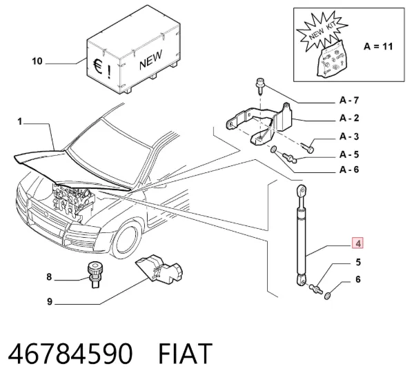Amortiguador de capó 46784590 Fiat/Alfa/Lancia