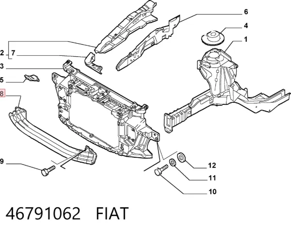 Refuerzo parachoque delantero 46791062 Fiat/Alfa/Lancia