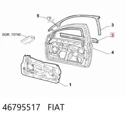 Moldura de puerta delantera derecha FIAT 46795517