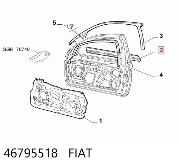 Moldura de puerta delantera izquierda 46795518 Fiat/Alfa/Lancia