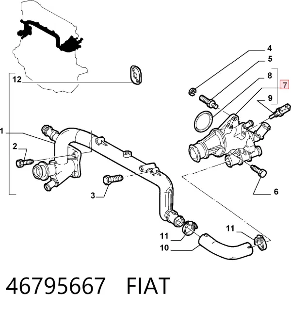 Caja de termostato 46795667 Fiat/Alfa/Lancia