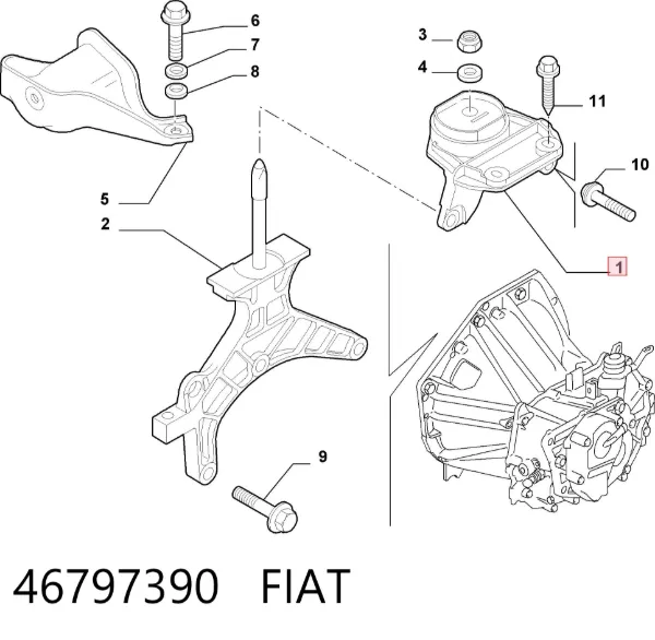 Soporte de motor delantero 46797390 Fiat/Alfa/Lancia