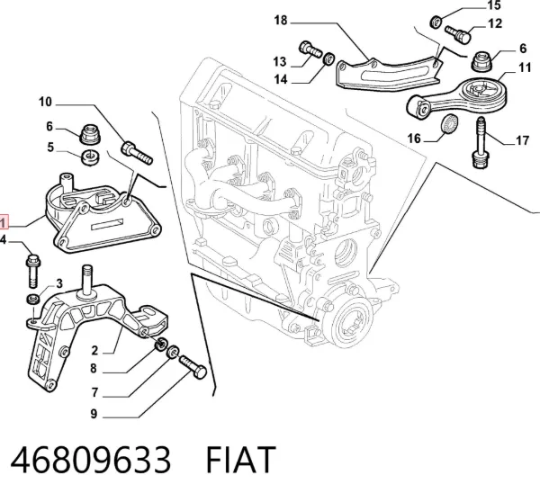 Soporte superior izquierdo del motor 46809633 Fiat/Alfa/Lancia