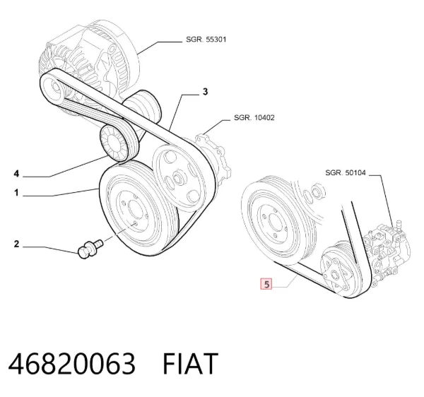 Correa de alternador 46820063 Fiat/Alfa/Lancia