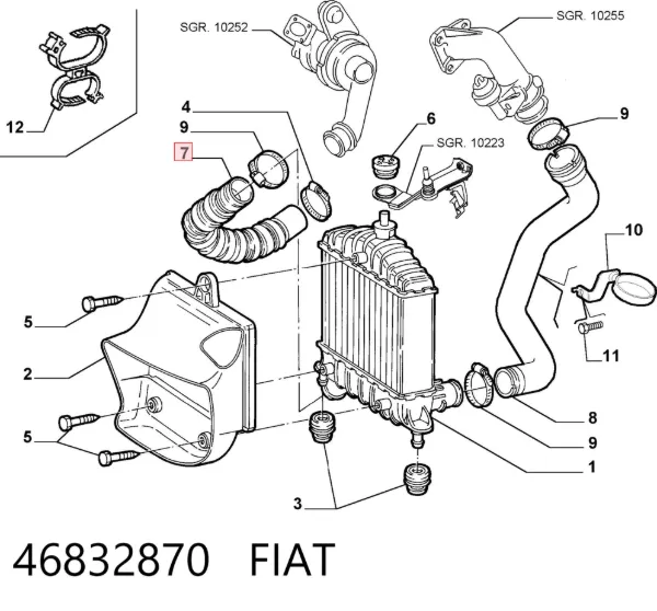 Tubo intercooler 46832870 Fiat/Alfa/Lancia