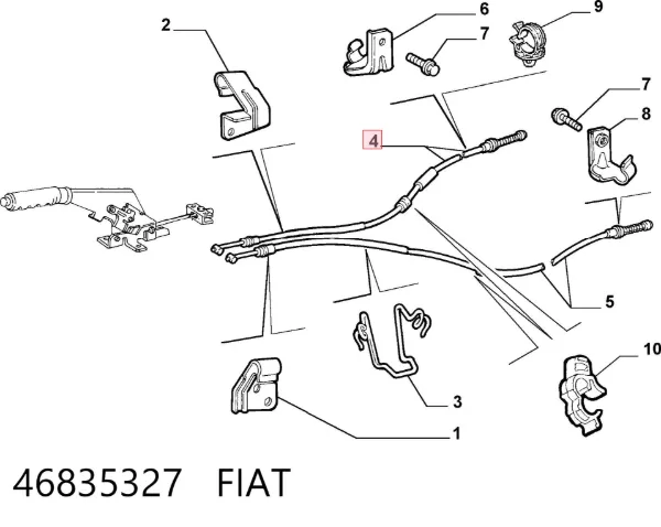 Cable de freno de mano trasero derecho 46835327 Fiat/Alfa/Lancia