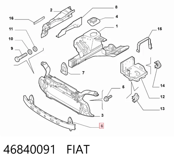 Refuerzo parachoque delantero 46840091 Fiat/Alfa/Lancia