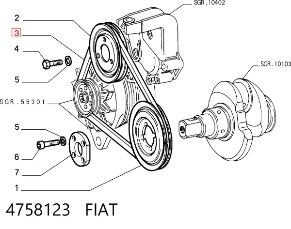 Correa de alternador 4758123 Fiat/Alfa/Lancia