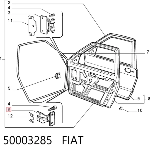 Bisagra de puerta delantera 50003285 Fiat/Alfa/Lancia