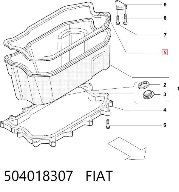 Junta del cárter 504018307 Fiat/Alfa/Lancia