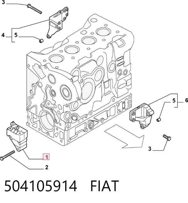 Soporte derecho del motor 504105914 Iveco