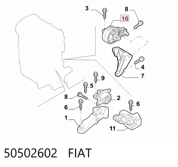 Soporte de motor trasero 50502602 Fiat/Alfa/Lancia