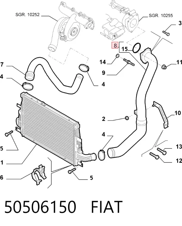 Tubo intercooler 50506150 Fiat/Alfa/Lancia