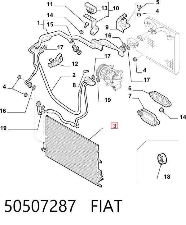 Condensador aire acondicionado 50507287 Fiat/Alfa/Lancia