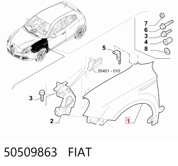 Aleta delantera izquierda 50509863 Fiat/Alfa/Lancia