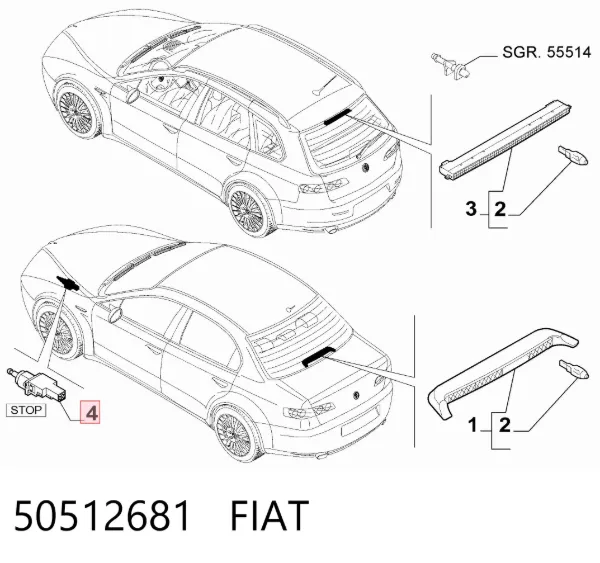 Interruptor de luz de freno 50512681 Fiat/Alfa/Lancia