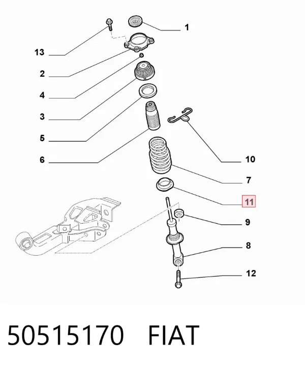Espaciador de goma inferior del resorte delantero 50515170 Fiat/Alfa/Lancia
