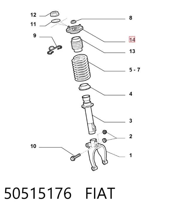 Soporte del amortiguador delantero 50515176 Fiat/Alfa/Lancia