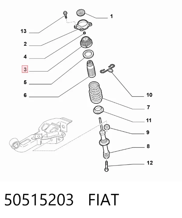 Copela de amortiguador trasero 50515203 Fiat/Alfa/Lancia
