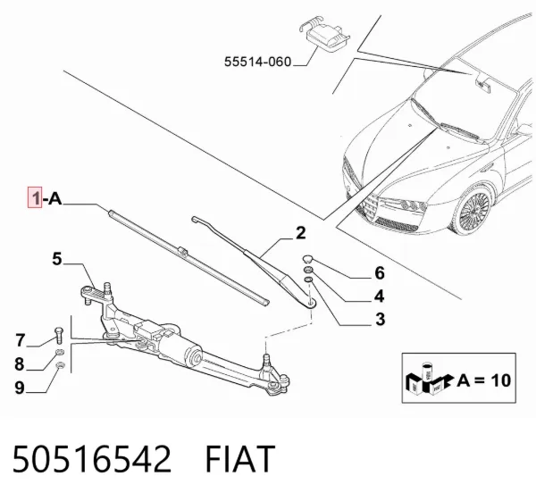 Escobilla del limpiaparabrisas del lado del conductor 50516542 Fiat/Alfa/Lancia