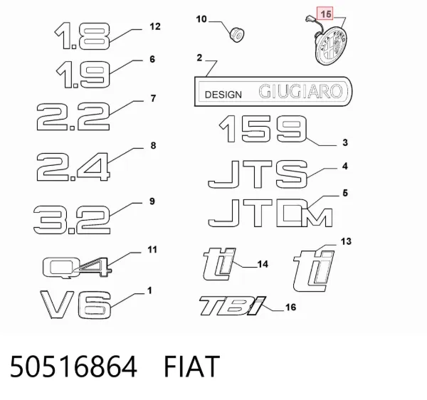 Emblema 50516864 Fiat/Alfa/Lancia