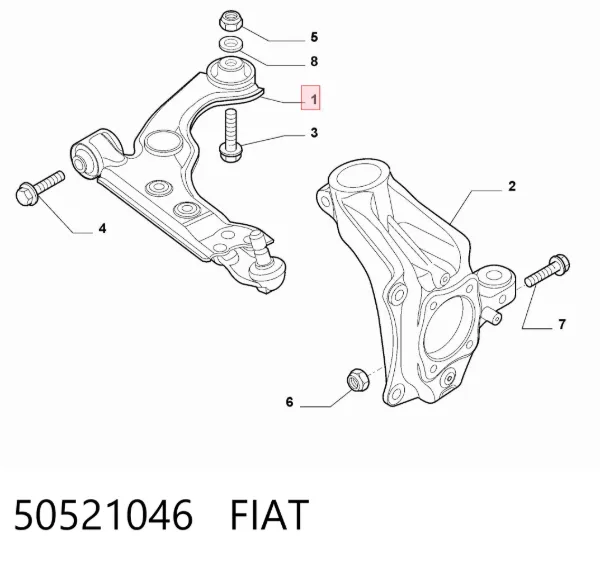 Brazo inferior izquierdo de la suspensión delantera 50521046 Fiat/Alfa/Lancia