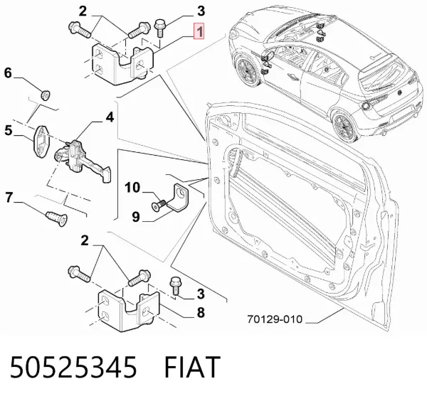 Bisagra de la puerta delantera derecha 50525345 Fiat/Alfa/Lancia