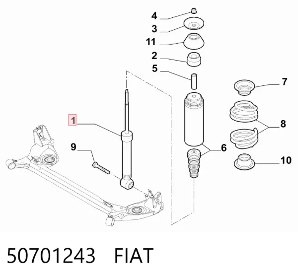 Amortiguador trasero 50701243 Fiat/Alfa/Lancia
