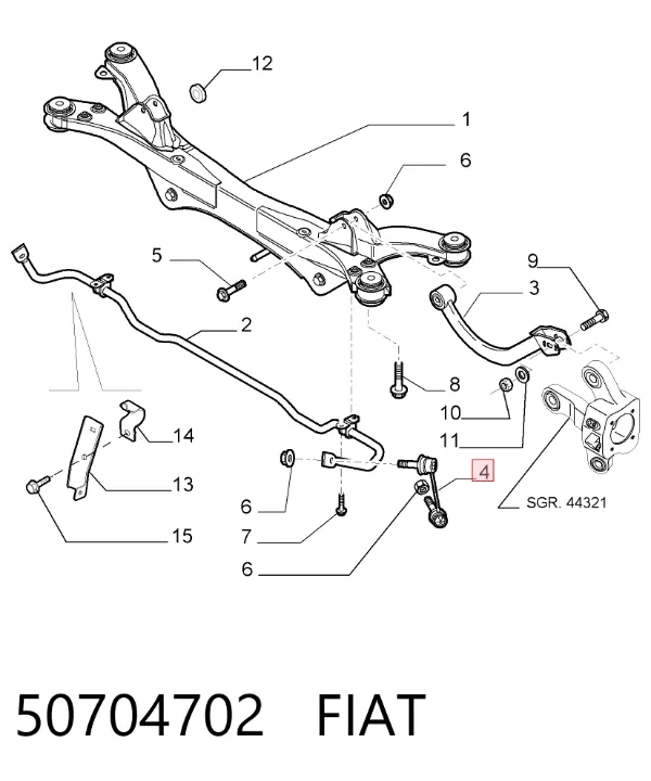 Bieleta estabilizadora trasera izquierda 50704702 Fiat/Alfa/Lancia