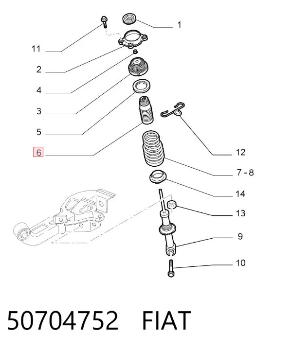 Tope de amortiguador trasero y guardapolvo 50704752 Fiat/Alfa/Lancia