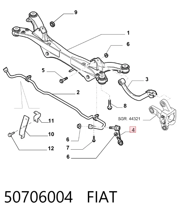 Bieleta estabilizadora trasera izquierda 50706004 Fiat/Alfa/Lancia