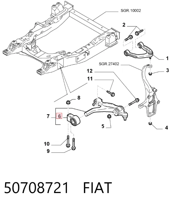 Silentblock del brazo de suspensión 50708721 Fiat/Alfa/Lancia