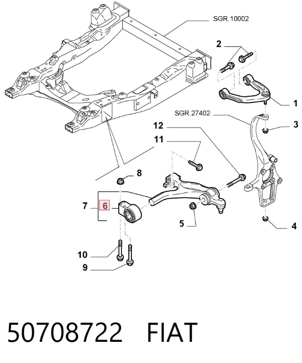 Silentblock del brazo de suspensión 50708722 Fiat/Alfa/Lancia